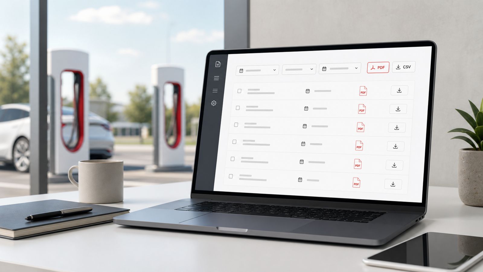 Browser dashboard for downloading Tesla Supercharger invoice PDFs and CSV records