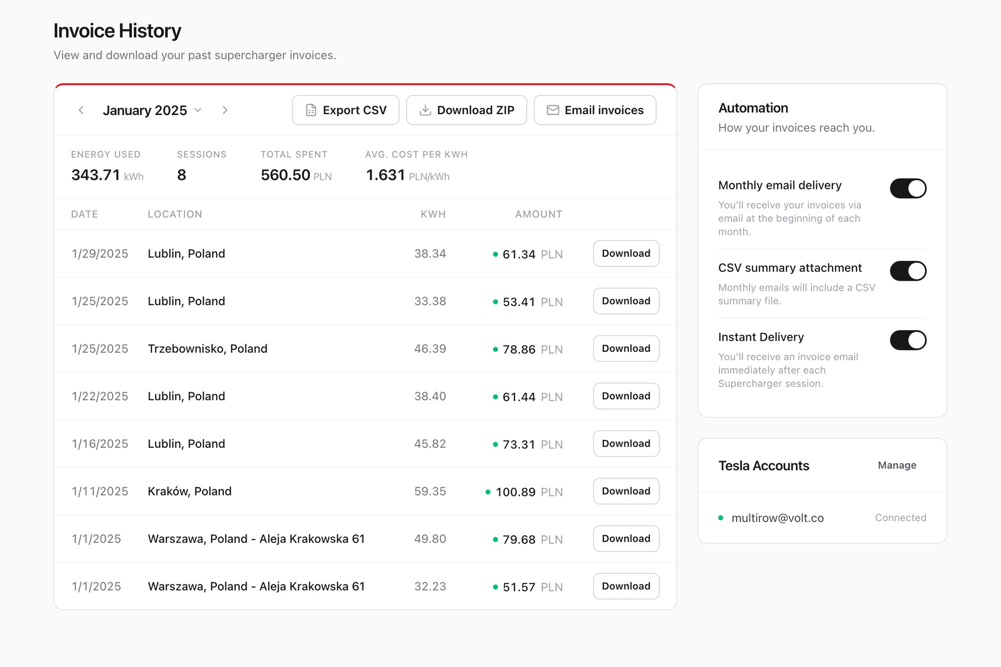 PlaidInvoices Dashboard Interface